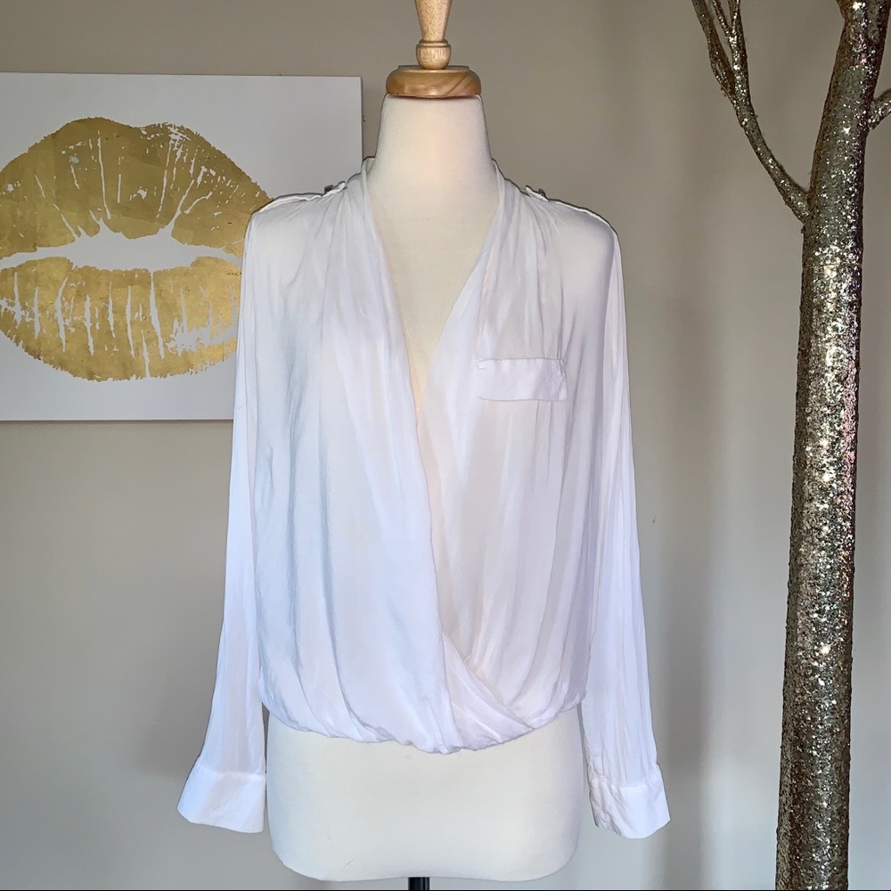 Whbm Open Front Artist Workit Blouse Size 2 - image 4